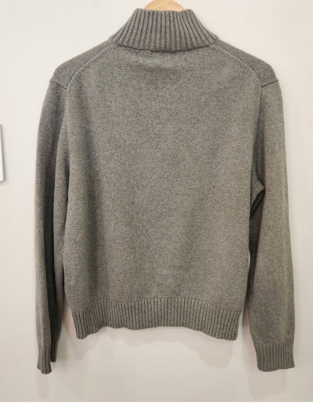 Polo Ralph Lauren Mens Gray Marled Knit Cotton Button Mock Neck Sweater Size L - Picture 3 of 9
